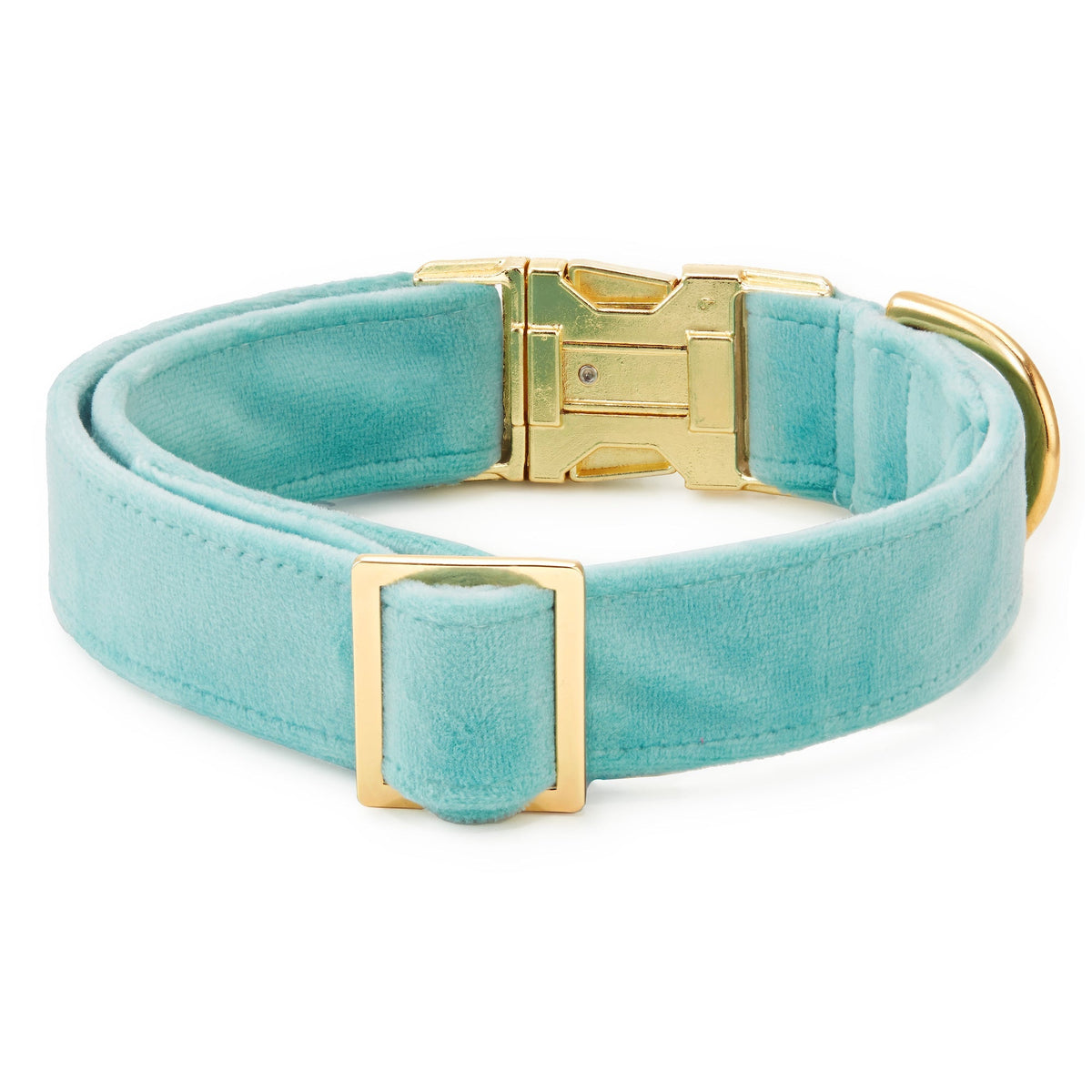 Aqua Blue Velvet Dog Collar, Sizes XS to Large