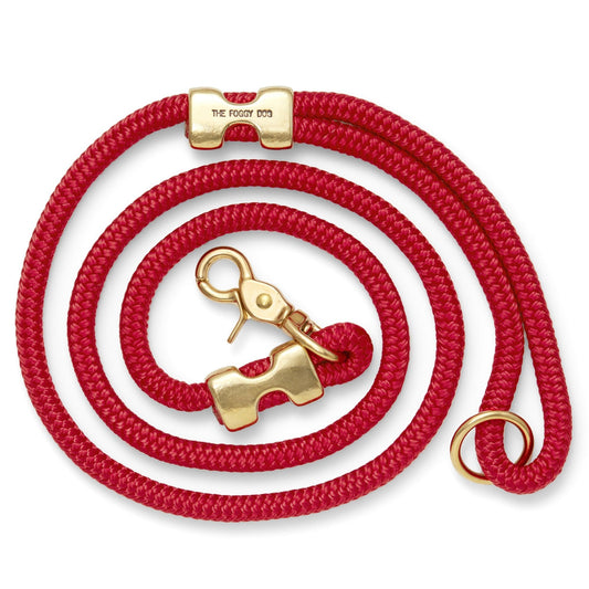 Ruby Red Marine Rope Dog Leash with O-Ring, 5 ft