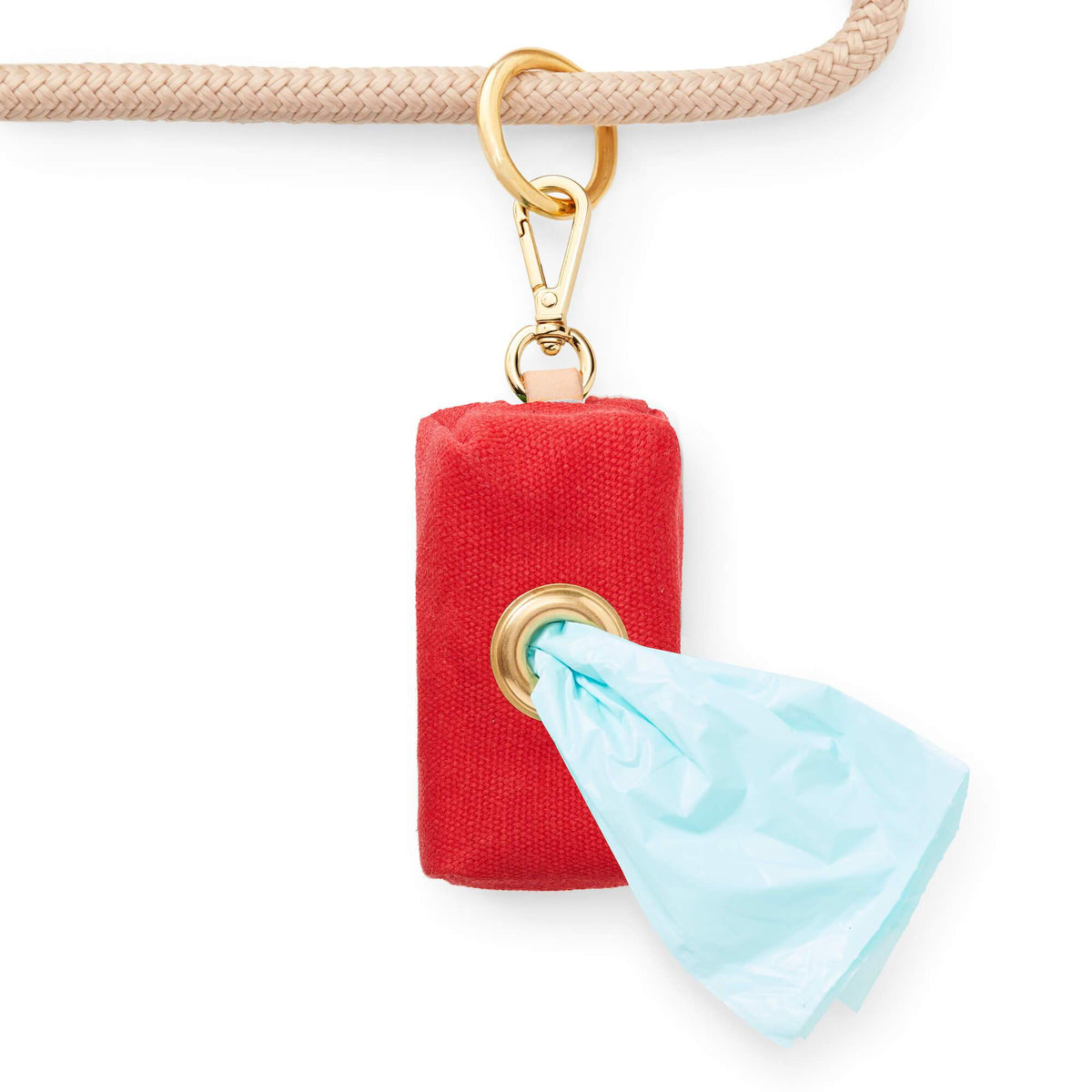 Ruby Red Waxed Canvas Dog Waste Bag Holder with Clip