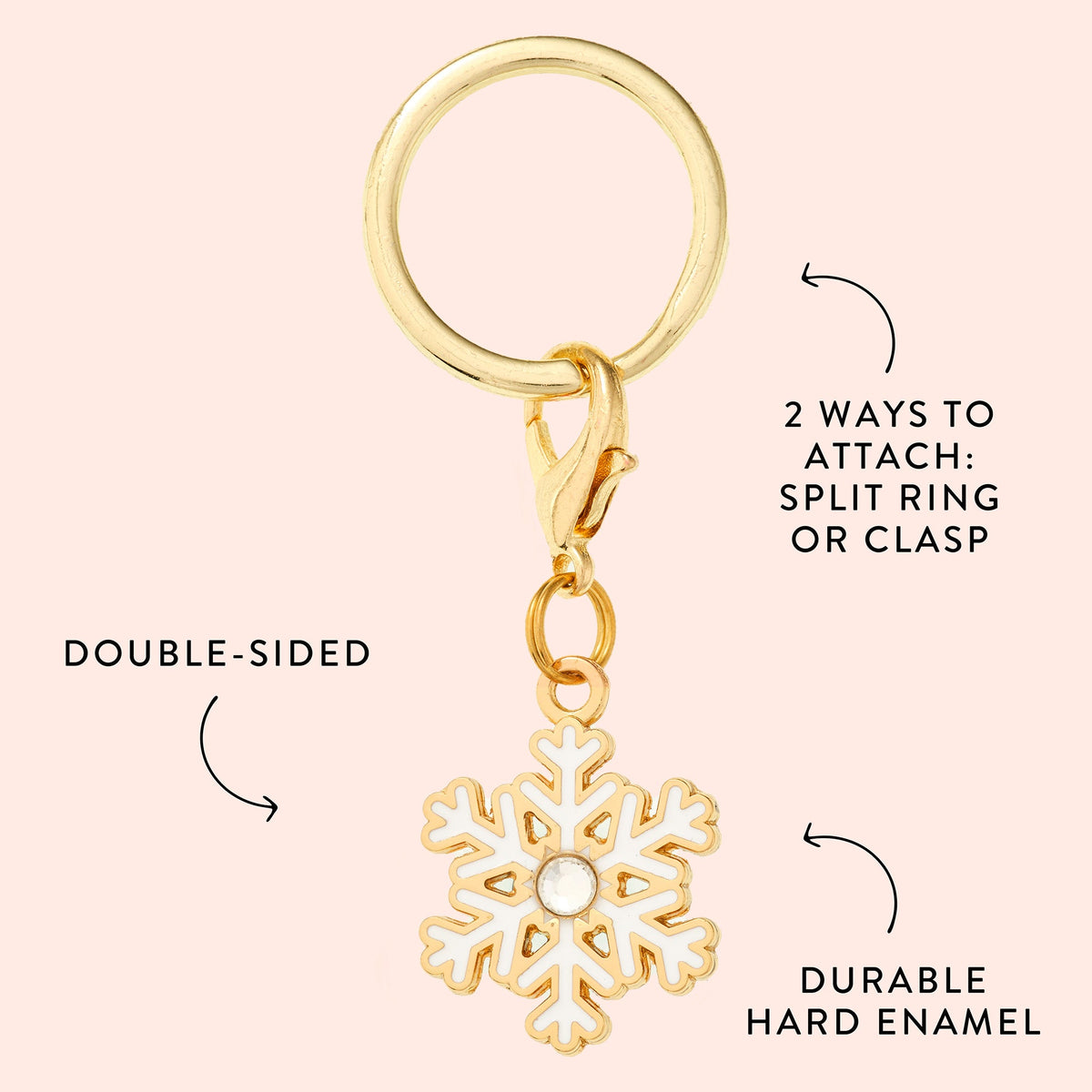 Enamel Snowflake Dog Collar Charm, Double-Sided