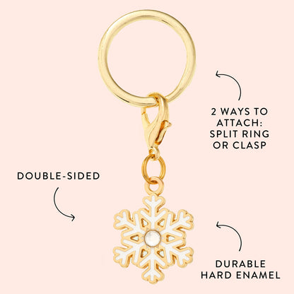 Enamel Snowflake Dog Collar Charm, Double-Sided