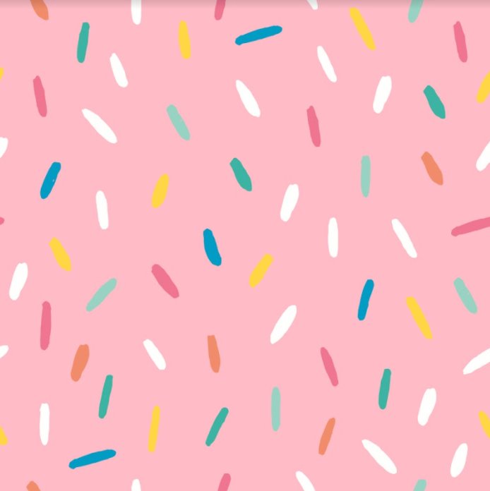 Pink Sprinkles Print Cotton Dog Collar with Gold Hardware