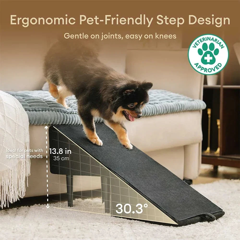 2-in-1 Convertible Dog Ramp and Step Stool with Velvet Cover