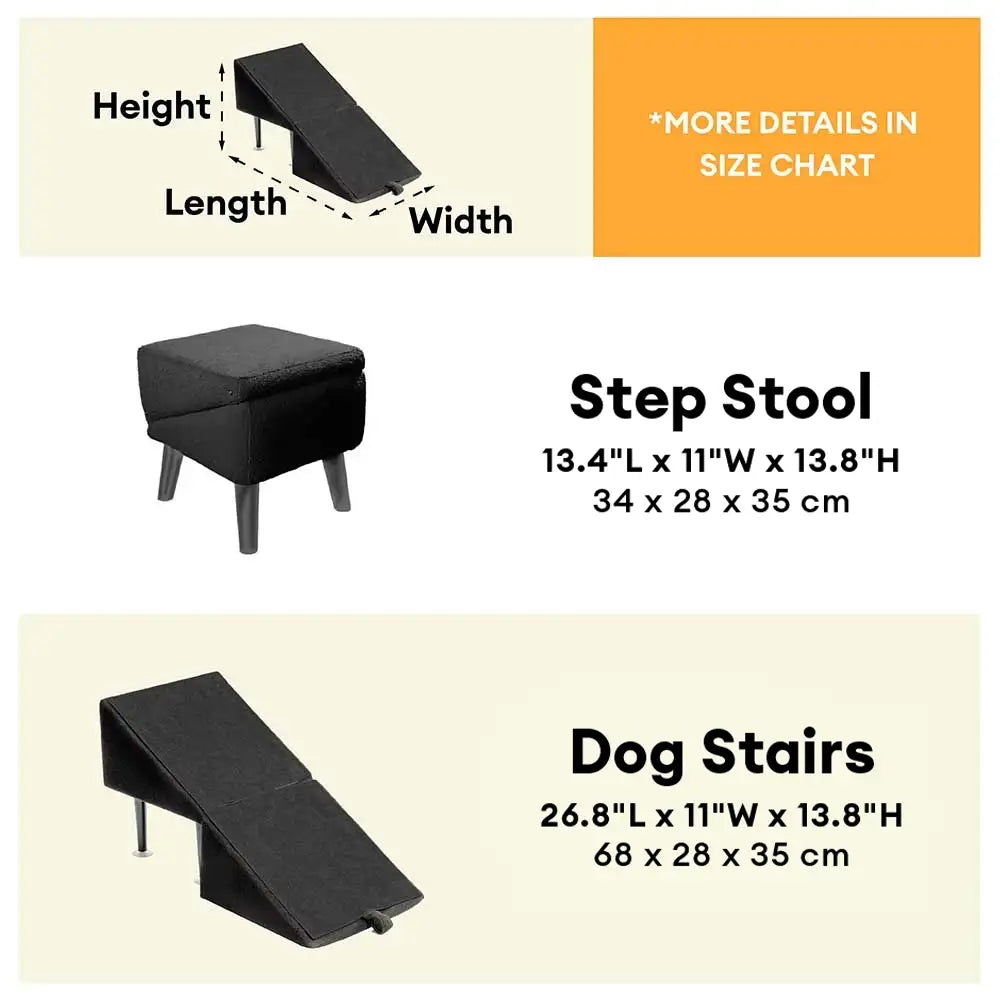 2-in-1 Convertible Dog Ramp and Step Stool with Velvet Cover