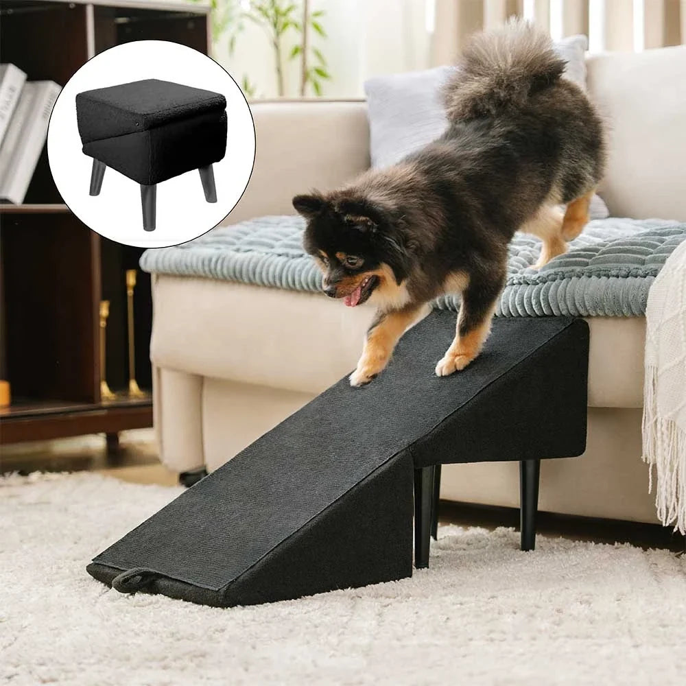 2-in-1 Convertible Dog Ramp and Step Stool with Velvet Cover