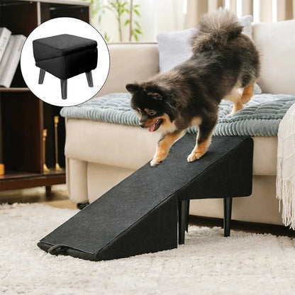 2-in-1 Convertible Dog Ramp and Step Stool with Velvet Cover