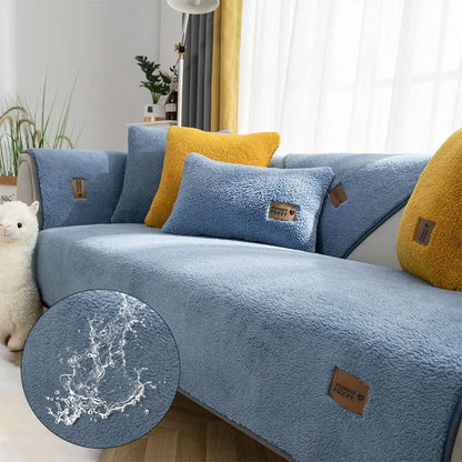 Waterproof Faux Sherpa Fleece Couch Cover with Non-Slip Back