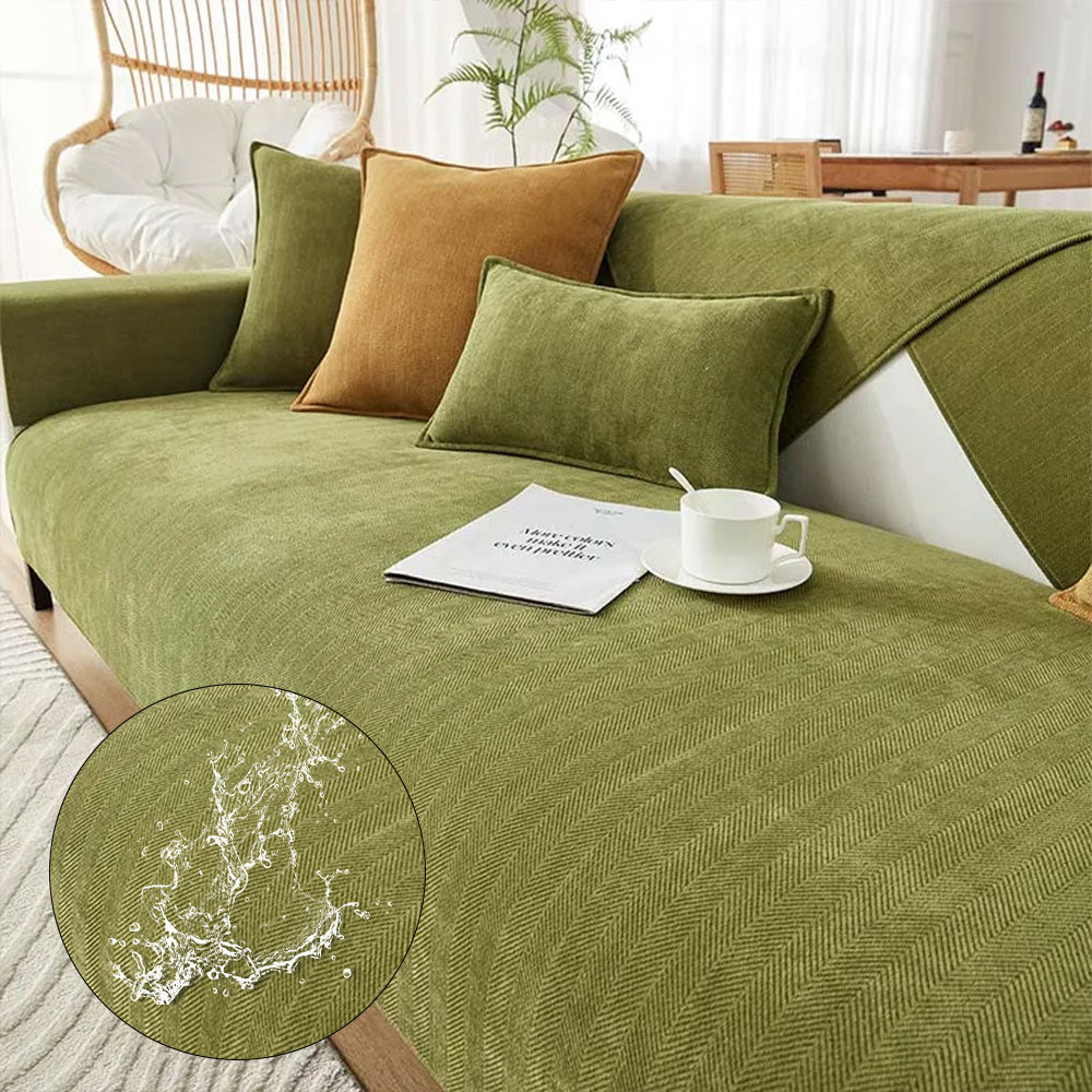 Waterproof Herringbone Chenille Couch Cover for Dogs and Cats